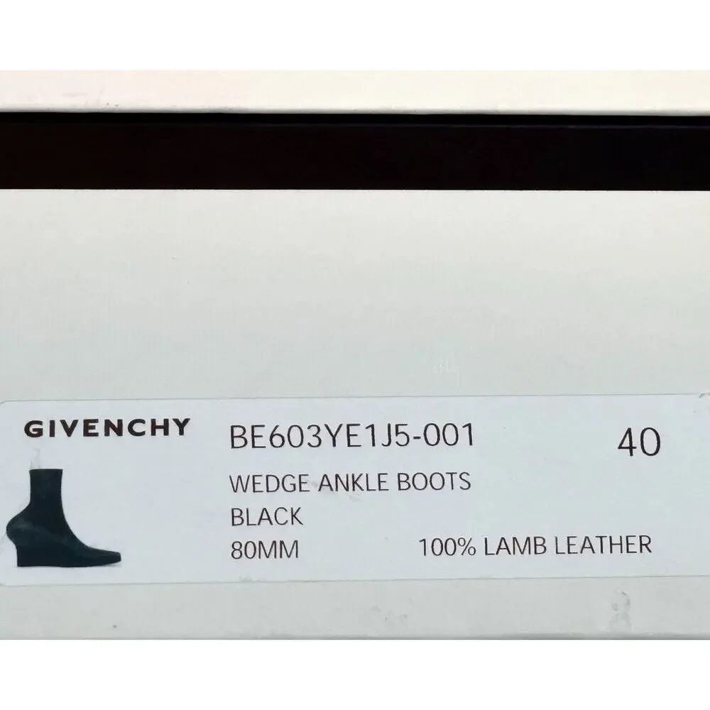 $1734 Sz 40 US 9 ❤️ Givenchy Women Wedge Ankle Black Comfortable Sock Boots